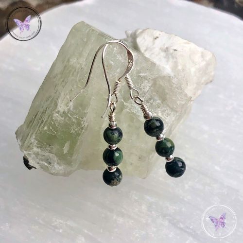 Kambaba Jasper Triple Bead Earrings